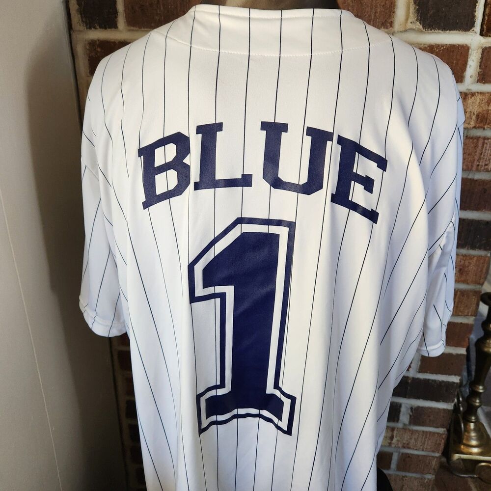 BLUE SOX Augusta Sportswear White Baseball Jersey Men's XL Pinstripe & Graphic